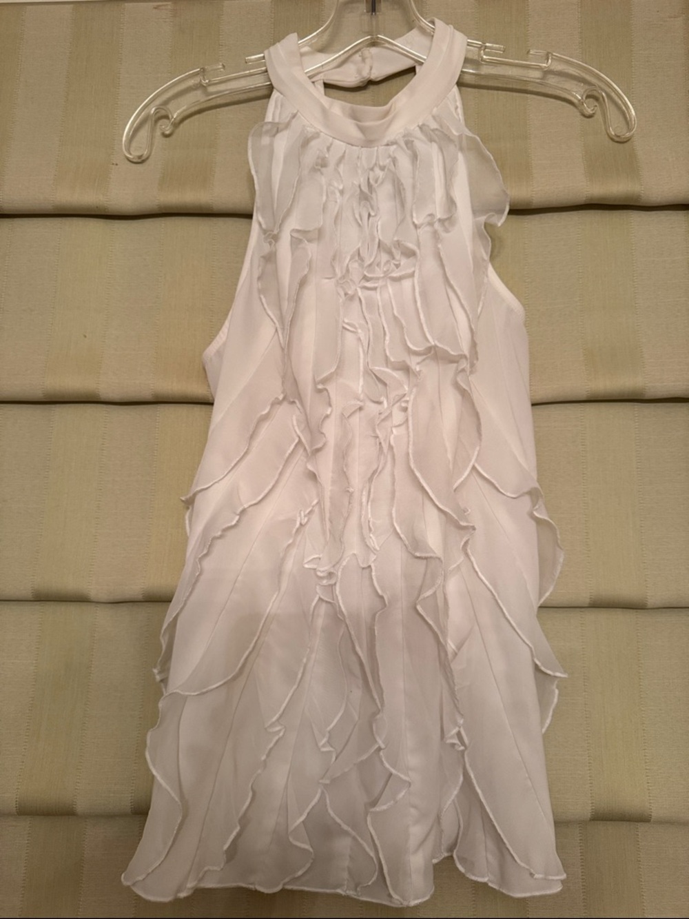 White Ruffle Halter Tank Top-Versatile-w/Jeans, a Summer Skirt or Under Blazer